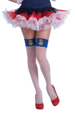 Forum Novelties Lady In The Navy Nautical Fishnet Costume Thigh Highs