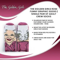 Bioworld The Golden Girls Rose Funny Graphic Socks | Single Pair Of Adult Crew Socks -LOUNGEFLY Store BIW CR5UDGGDG CGR