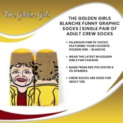 Bioworld The Golden Girls Blanche Funny Graphic Socks | Single Pair Of Adult Crew Socks -LOUNGEFLY Store BIW CR5UDHGDG CGR