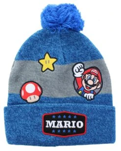 Bioworld Super Mario Youth Knit Beanie With Patches