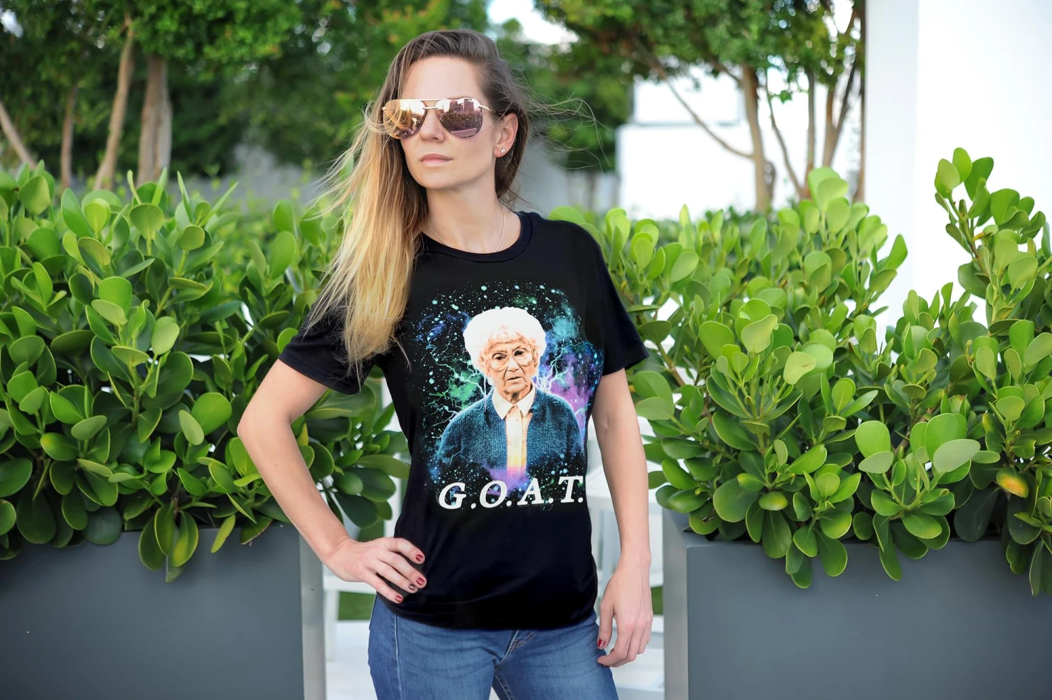 Bioworld The Golden Girls Exclusive Sophia G.O.A.T Graphic Black T-Shirt 6 Bioworld The Golden Girls Exclusive Sophia G.O.A.T Graphic Black T-Shirt - Image 6