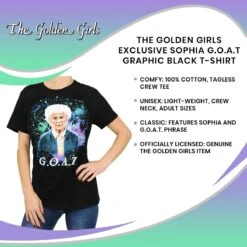 Bioworld The Golden Girls Exclusive Sophia G.O.A.T Graphic Black T-Shirt 13 Bioworld The Golden Girls Exclusive Sophia G.O.A.T Graphic Black T-Shirt -LOUNGEFLY Store BIW TS8A02GDG PGR