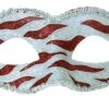 Naughty Petite Mardi Gras Costume Mask - Red/Silver