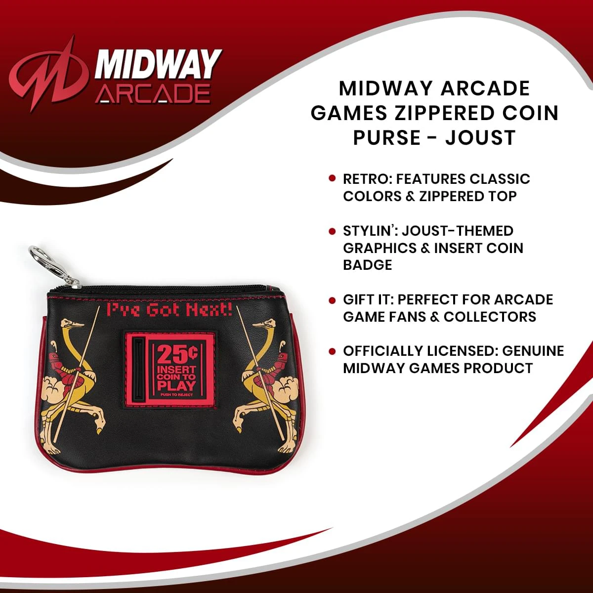 Midway Arcade Games Zippered Coin Purse - Joust 7 Midway Arcade Games Zippered Coin Purse - Joust - Image 7