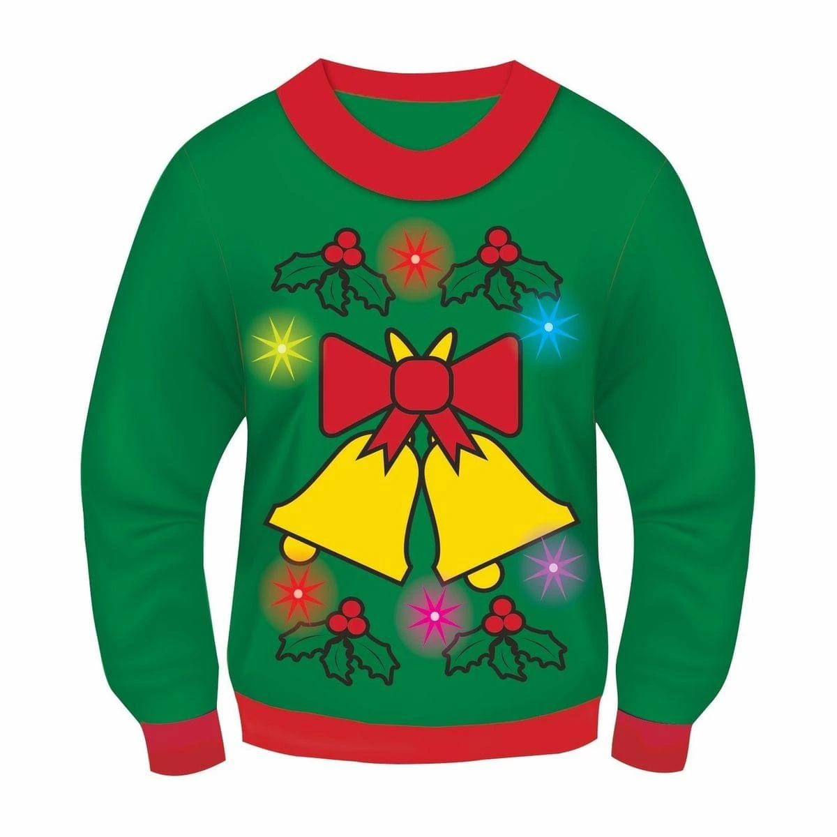 Forum Novelties Green Musical Light-Up Jingle Bells Adult Ugly Christmas Sweater 1 Forum Novelties Green Musical Light-Up Jingle Bells Adult Ugly Christmas Sweater