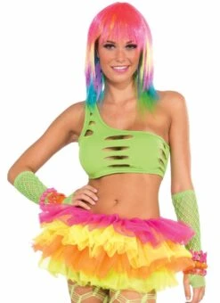 Forum Novelties Club Candy Asymmetrical Cut Costume Bra Top Adult: Green