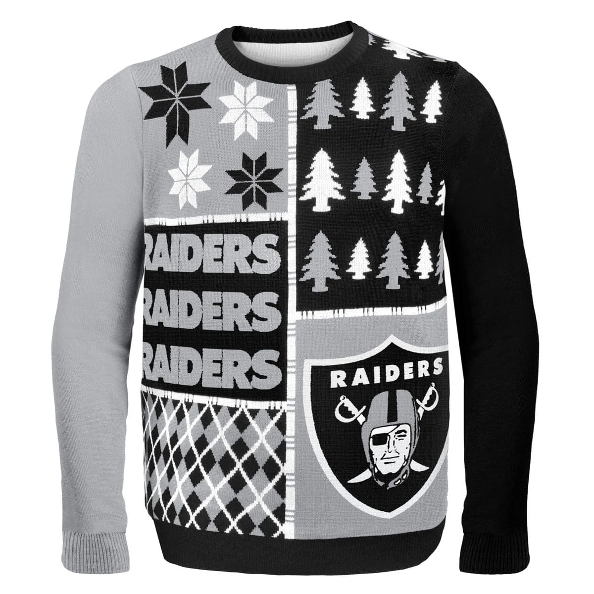 Oakland Raiders Busy Block NFL Ugly Sweater 1 Oakland Raiders Busy Block NFL Ugly Sweater