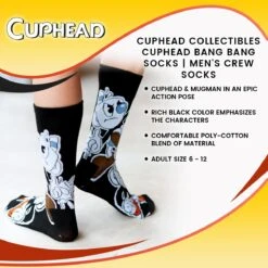 Cuphead Collectibles | Cuphead Bang Bang Socks | Men's Crew Socks -LOUNGEFLY Store HYP TK200 CGR