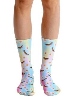 Living Royal Photo Print Crew Socks: Breakfast Smiley