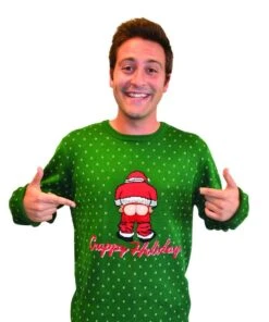 Moving Mooning Santa Sweater Green