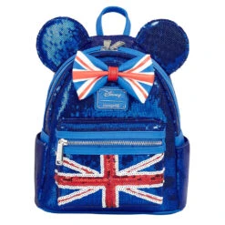 Disney Mini Backpack Minnie Mouse Union Jack Sequin Loungefly