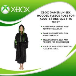 Xbox Gamer Unisex Hooded Fleece Robe For Adults | One Size Fits Most -LOUNGEFLY Store RBF 17233 CGR 3f0c4f8d 21fd 429f 91ad 7f12c4b22b83
