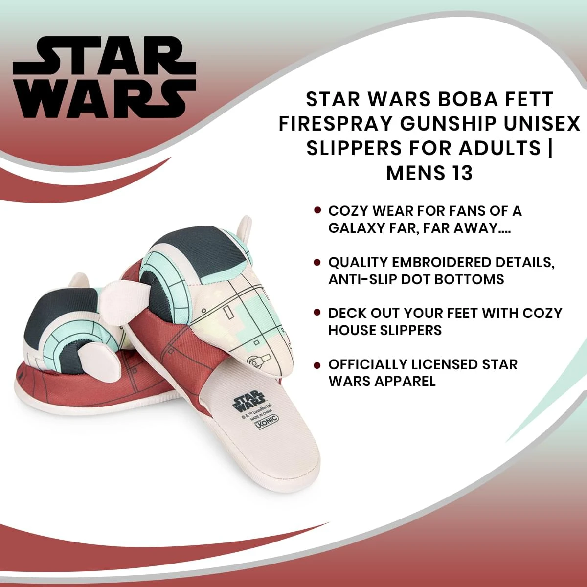 Star Wars Boba Fett Firespray Gunship Unisex Slippers For Adults 13 Star Wars Boba Fett Firespray Gunship Unisex Slippers For Adults - Image 13