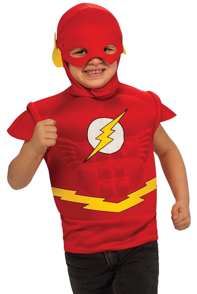 The Flash Muscle Chest Child Costume Shirt W/ Headpiece 1 The Flash Muscle Chest Child Costume Shirt W/ Headpiece