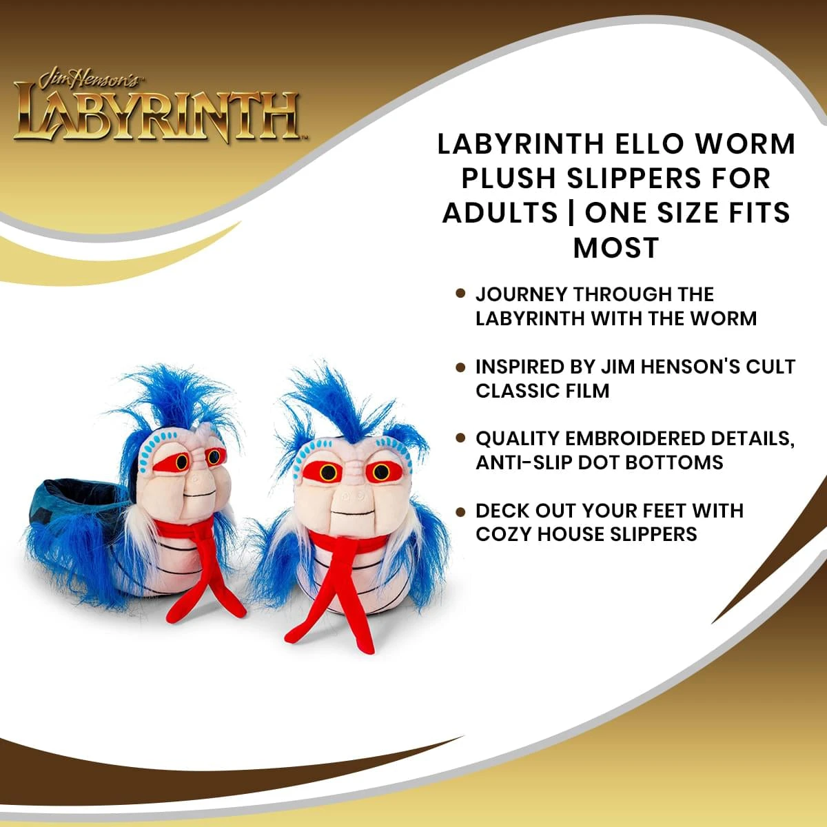 Labyrinth Ello Worm Plush Slippers For Adults | One Size Fits Most 7 Labyrinth Ello Worm Plush Slippers For Adults | One Size Fits Most - Image 7