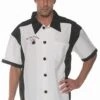 Men's Retro Bowling Costume Shirt - White - X-Large