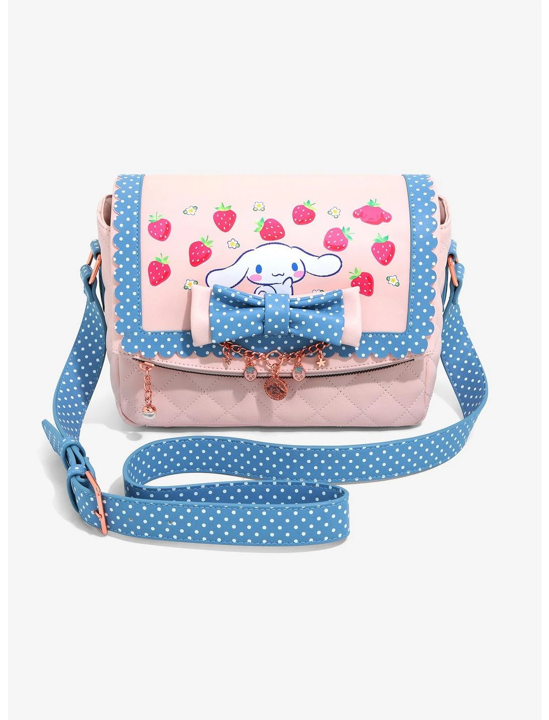 Sanrio Crossbody Quilted Cinnamoroll Strawberry Bioworld 1 Sanrio Crossbody Quilted Cinnamoroll Strawberry Bioworld