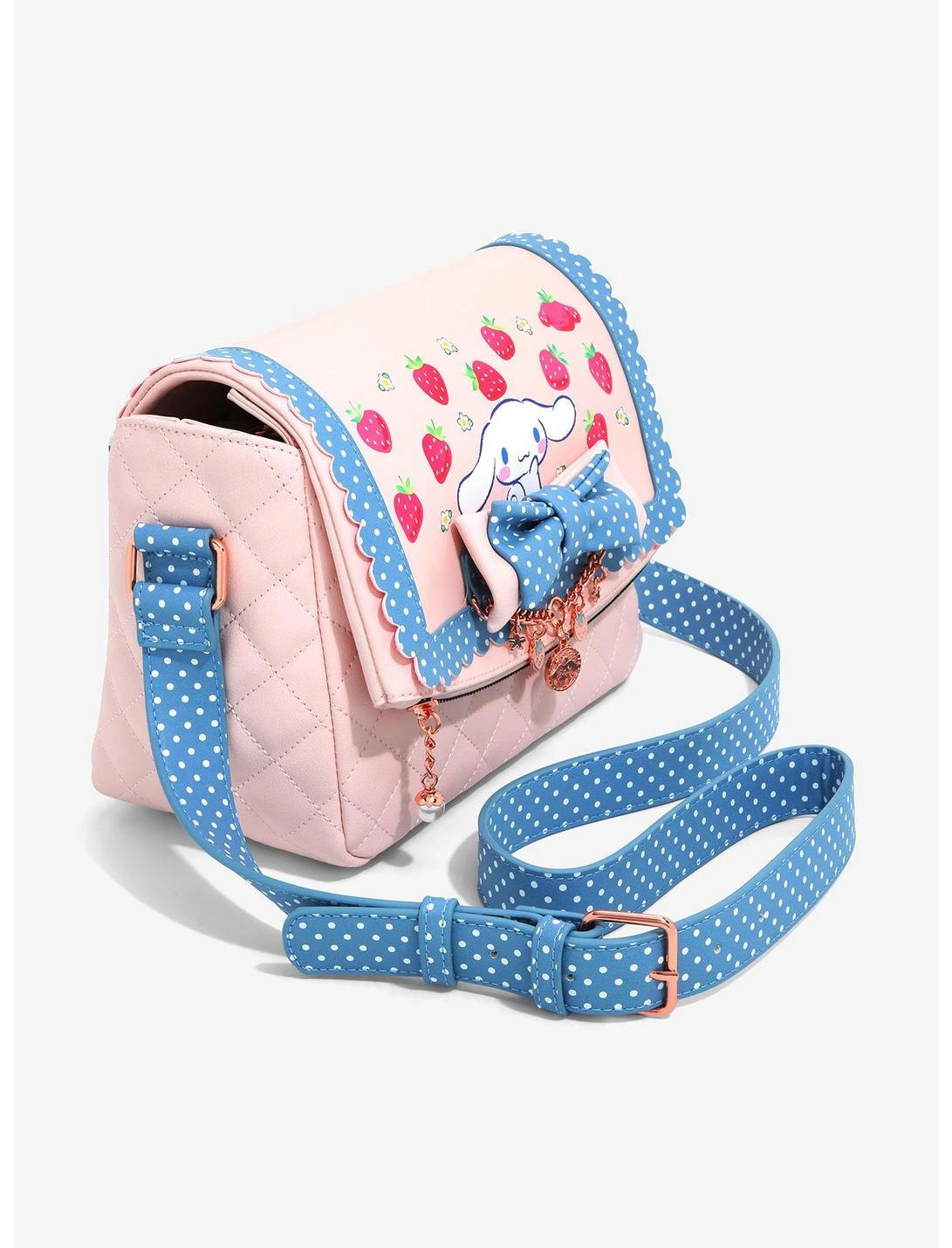 Sanrio Crossbody Quilted Cinnamoroll Strawberry Bioworld 2 Sanrio Crossbody Quilted Cinnamoroll Strawberry Bioworld - Image 2