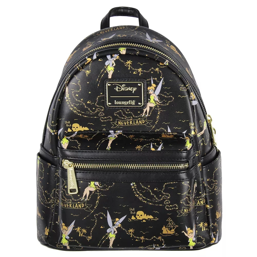 Disney Mini Backpack Tinkerbell Gold Neverland Map AOP Loungefly 1 Disney Mini Backpack Tinkerbell Gold Neverland Map AOP Loungefly