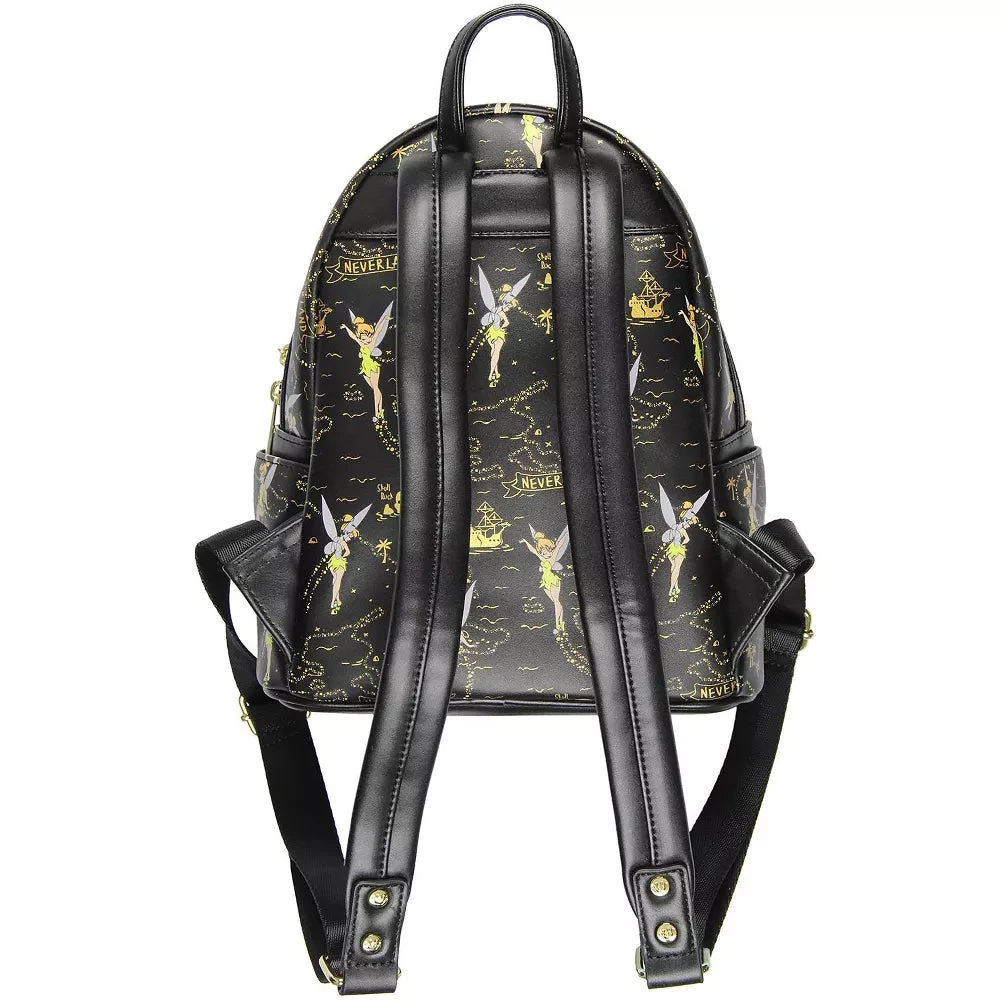 Disney Mini Backpack Tinkerbell Gold Neverland Map AOP Loungefly 3 Disney Mini Backpack Tinkerbell Gold Neverland Map AOP Loungefly - Image 3