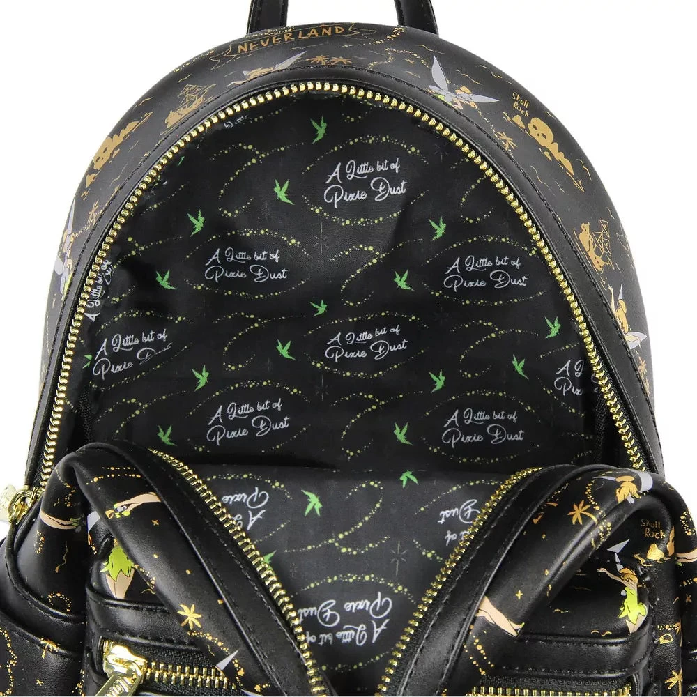 Disney Mini Backpack Tinkerbell Gold Neverland Map AOP Loungefly 4 Disney Mini Backpack Tinkerbell Gold Neverland Map AOP Loungefly - Image 4